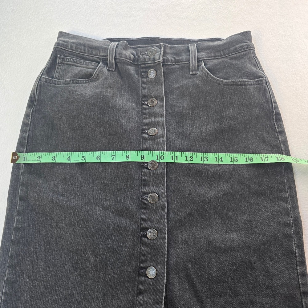 Levis Womens Button Front Denim Midi Skirt Charcoal Grey Faded Black Size 29 - Picture 7 of 8